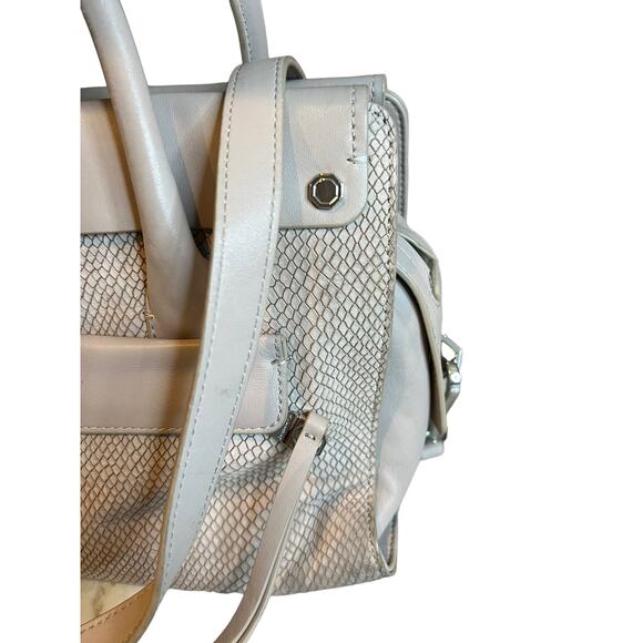 Louise et Cie Neutral Snake Embossed Leather Convertible Satchel Nude - Picture 3 of 9